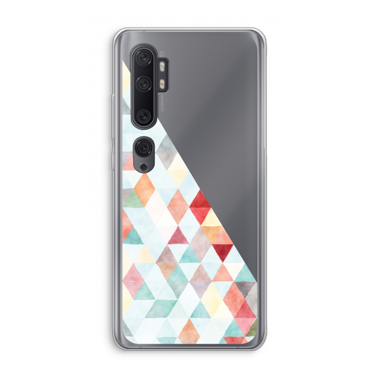 Gekleurde driehoekjes pastel: Xiaomi Mi Note 10 Pro Transparant Hoesje