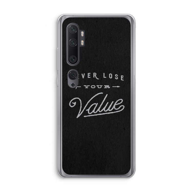 Never lose your value: Xiaomi Mi Note 10 Pro Transparant Hoesje