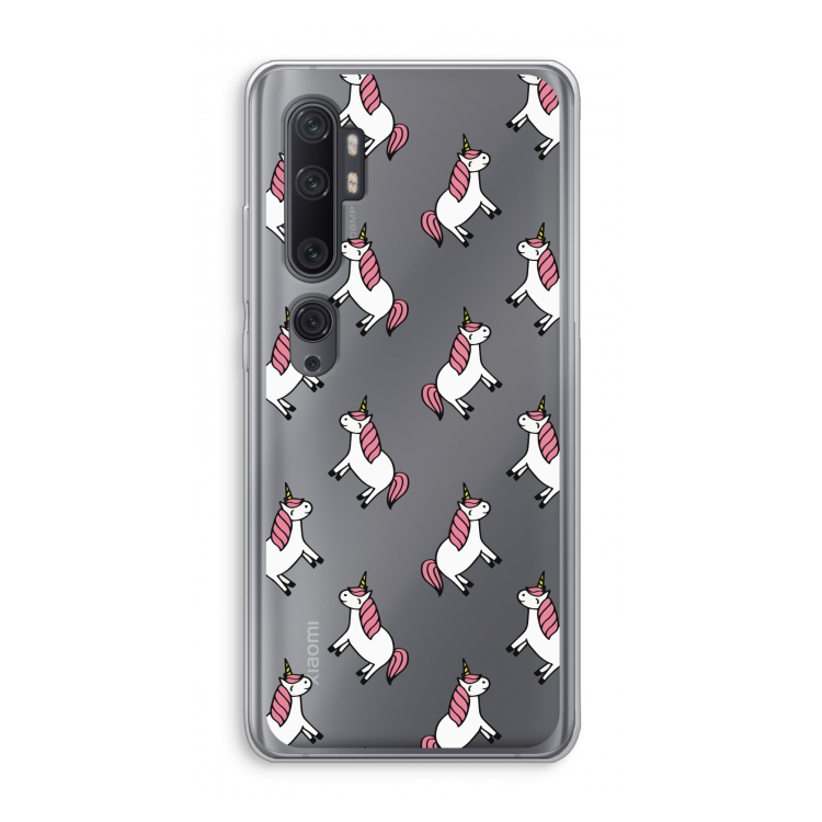 Eenhoorns overal: Xiaomi Mi Note 10 Pro Transparant Hoesje