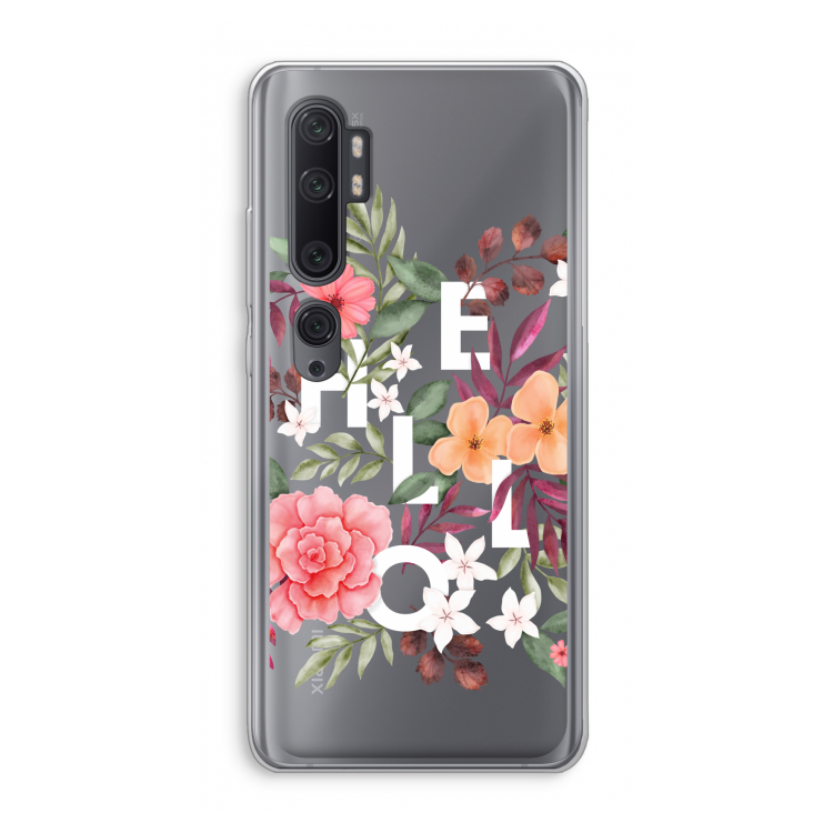 Hello in flowers: Xiaomi Mi Note 10 Pro Transparant Hoesje