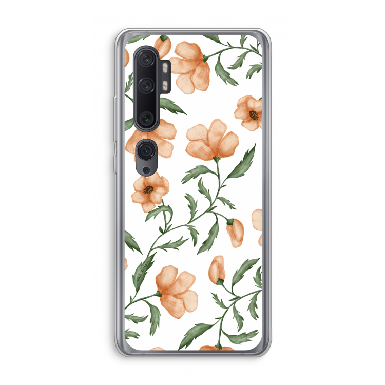 Peachy flowers: Xiaomi Mi Note 10 Pro Transparant Hoesje