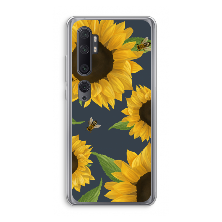 Sunflower and bees: Xiaomi Mi Note 10 Pro Transparant Hoesje