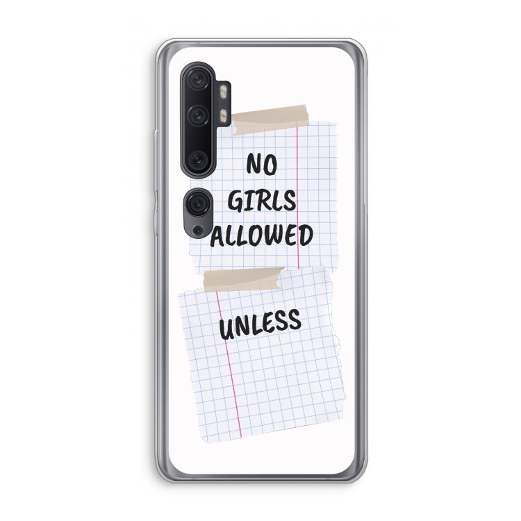 No Girls Allowed Unless: Xiaomi Mi Note 10 Pro Transparant Hoesje