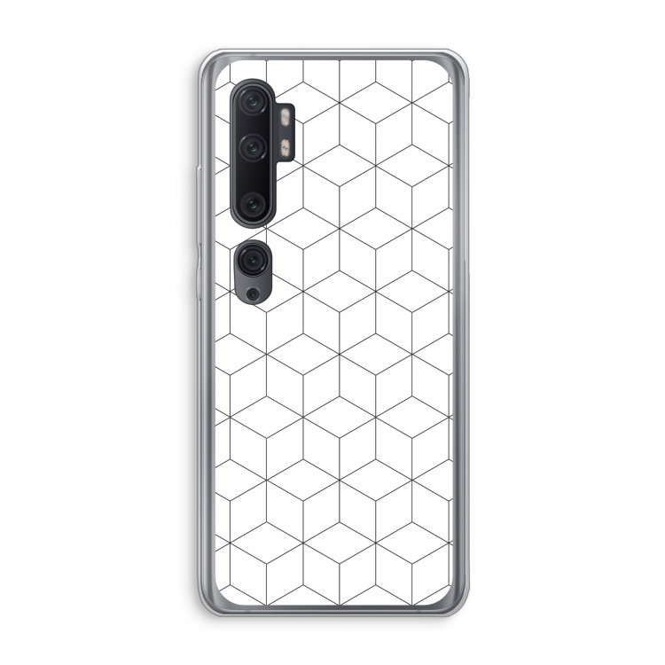 Zwart-witte kubussen: Xiaomi Mi Note 10 Pro Transparant Hoesje