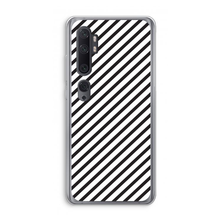 Strepen zwart-wit: Xiaomi Mi Note 10 Pro Transparant Hoesje