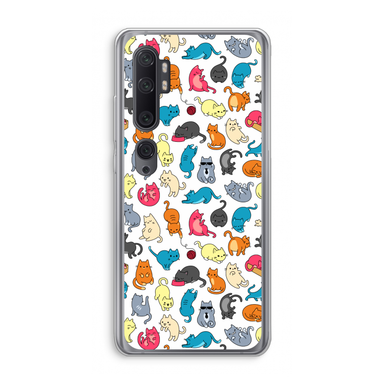 Kleurrijke katten: Xiaomi Mi Note 10 Pro Transparant Hoesje