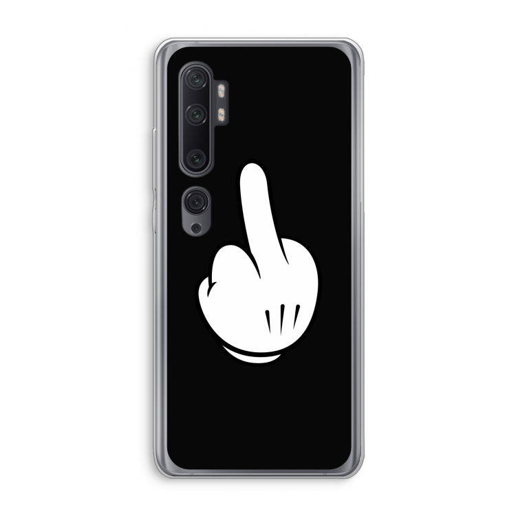 Middle finger black: Xiaomi Mi Note 10 Pro Transparant Hoesje