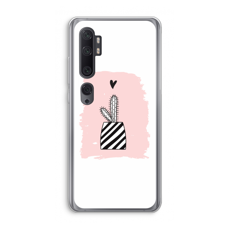 Zwart-wit cactus: Xiaomi Mi Note 10 Pro Transparant Hoesje