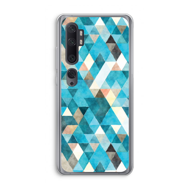 Gekleurde driehoekjes blauw: Xiaomi Mi Note 10 Pro Transparant Hoesje