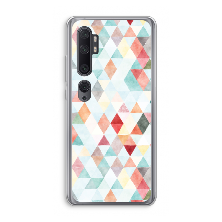 Gekleurde driehoekjes pastel: Xiaomi Mi Note 10 Pro Transparant Hoesje