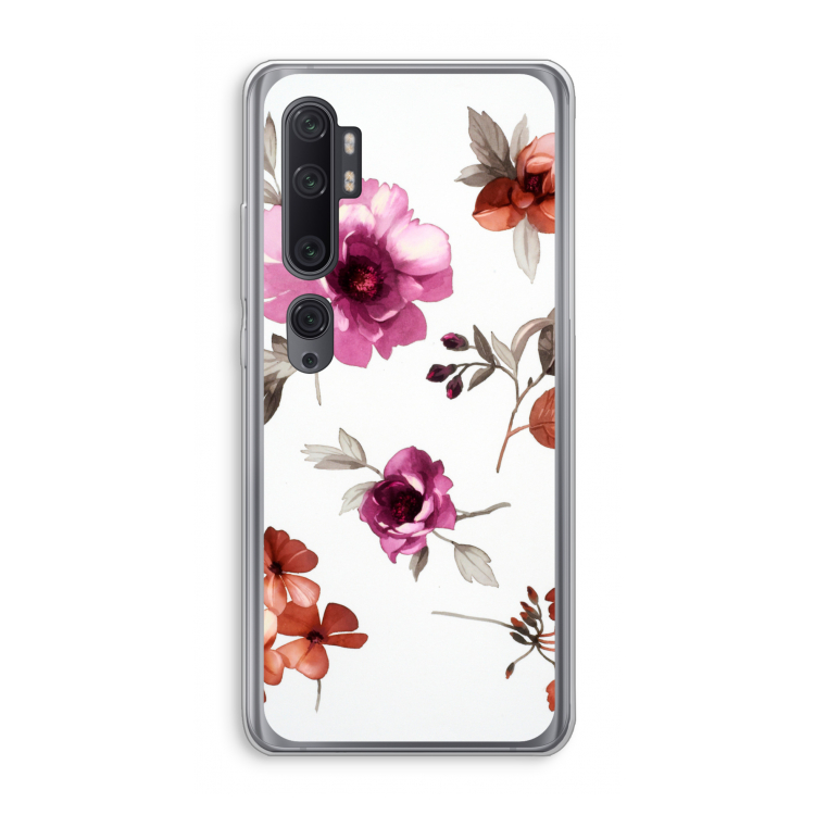 Geschilderde bloemen: Xiaomi Mi Note 10 Pro Transparant Hoesje