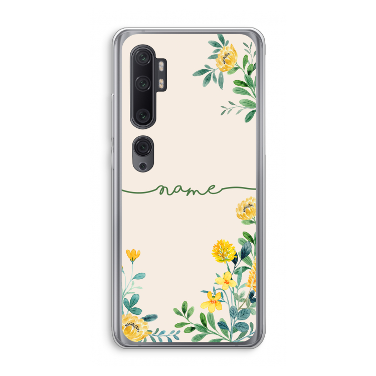 Gele bloemen: Xiaomi Mi Note 10 Pro Transparant Hoesje