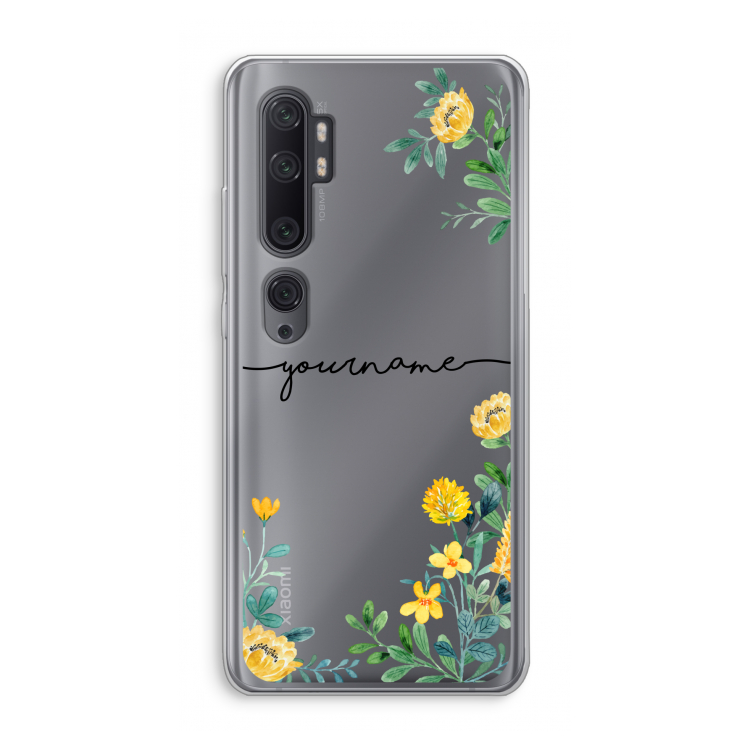Gele bloemen: Xiaomi Mi Note 10 Pro Transparant Hoesje