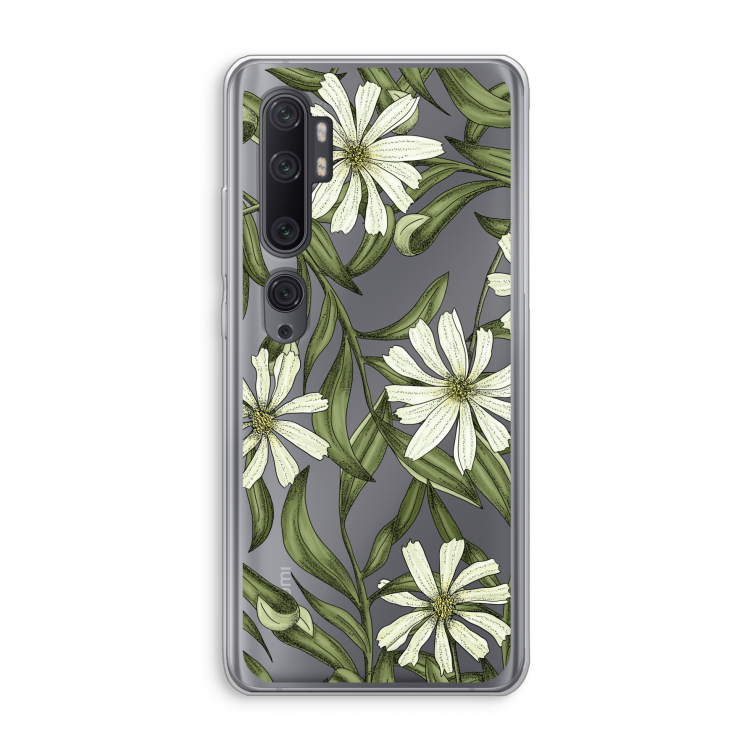 Wit bloemenpatroon: Xiaomi Mi Note 10 Pro Transparant Hoesje