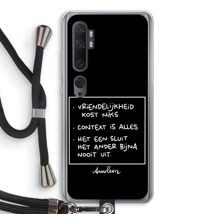 Mijn Motto's: Xiaomi Mi Note 10 Pro Transparant Hoesje met koord
