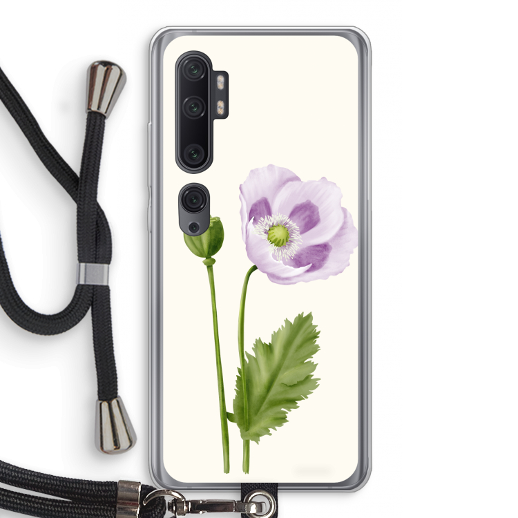 Purple poppy: Xiaomi Mi Note 10 Pro Transparant Hoesje met koord