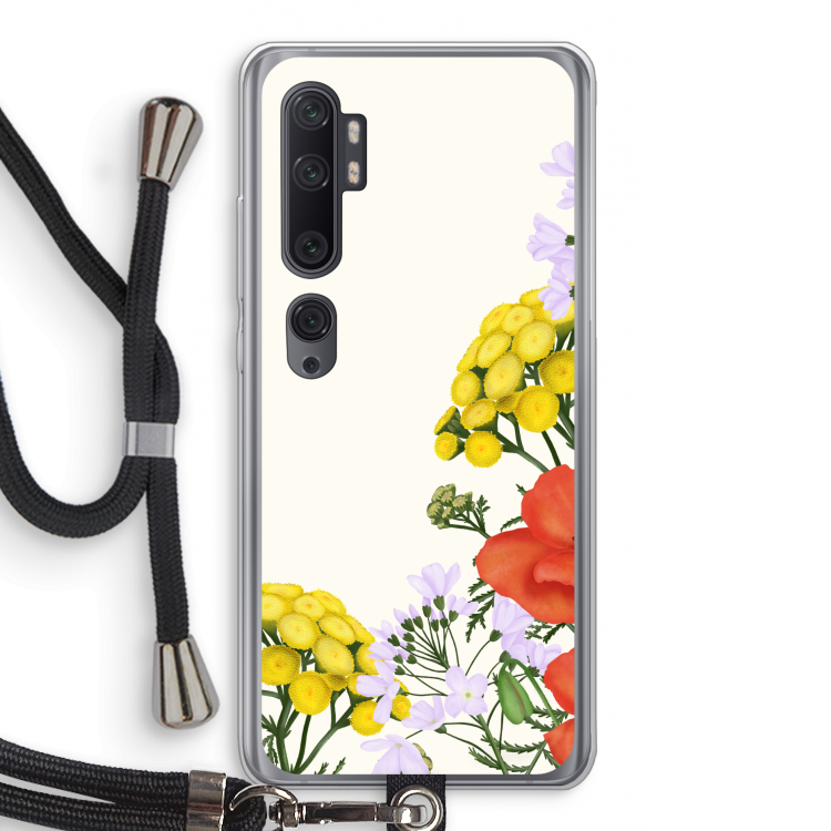 Wilde bloemen: Xiaomi Mi Note 10 Pro Transparant Hoesje met koord