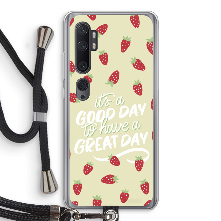 Don't forget to have a great day: Xiaomi Mi Note 10 Pro Transparant Hoesje met koord