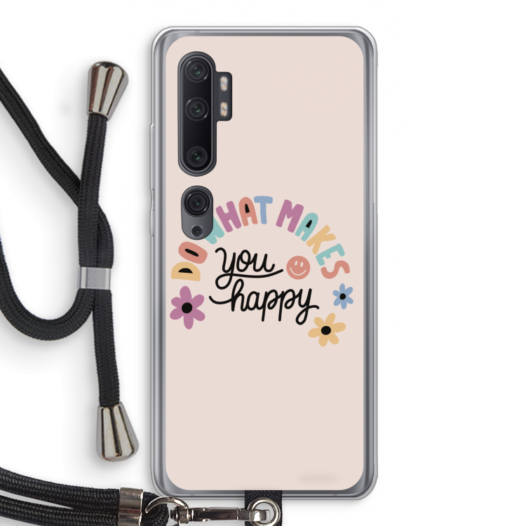 Happy days: Xiaomi Mi Note 10 Pro Transparant Hoesje met koord