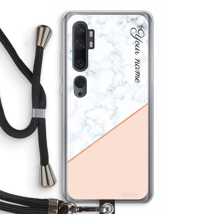 Marmer in stijl: Xiaomi Mi Note 10 Pro Transparant Hoesje met koord