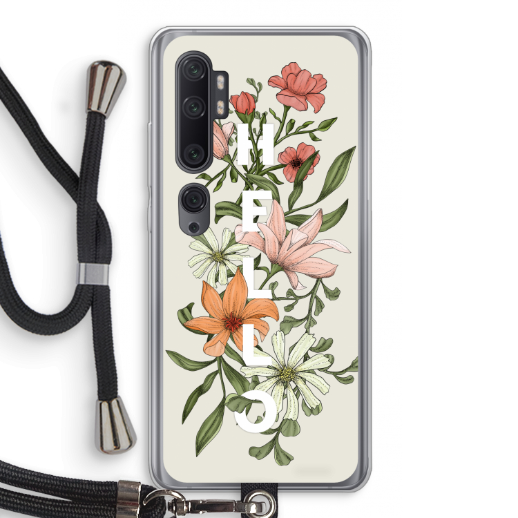 Hello bloemen: Xiaomi Mi Note 10 Pro Transparant Hoesje met koord