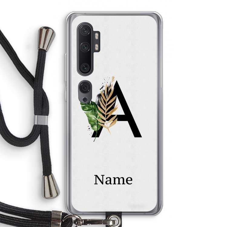 Charcoal Flora: Xiaomi Mi Note 10 Pro Transparant Hoesje met koord