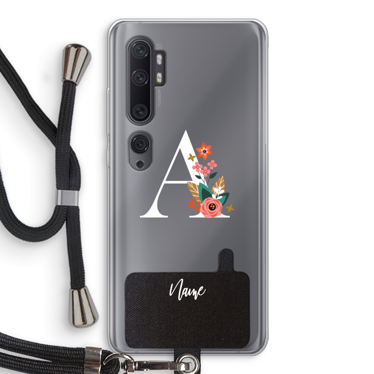 Pink Bouquet: Xiaomi Mi Note 10 Pro Transparant Hoesje met koord
