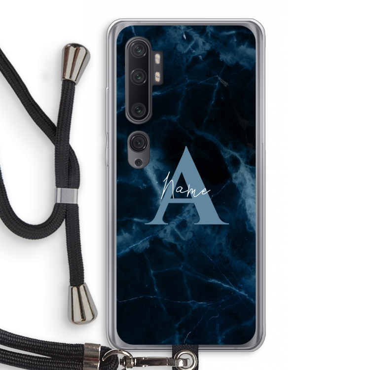 Midnight Marble: Xiaomi Mi Note 10 Pro Transparant Hoesje met koord