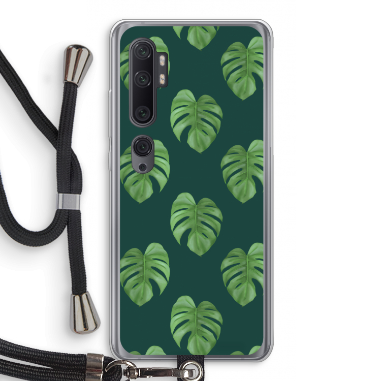 Monstera leaves: Xiaomi Mi Note 10 Pro Transparant Hoesje met koord
