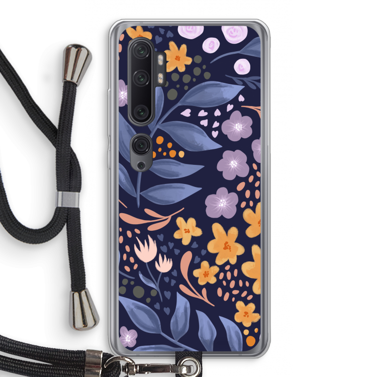Flowers with blue leaves: Xiaomi Mi Note 10 Pro Transparant Hoesje met koord
