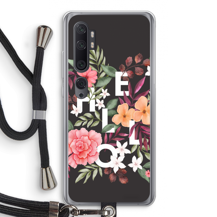 Hello in flowers: Xiaomi Mi Note 10 Pro Transparant Hoesje met koord
