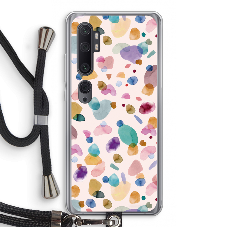 Terrazzo Memphis Pink: Xiaomi Mi Note 10 Pro Transparant Hoesje met koord