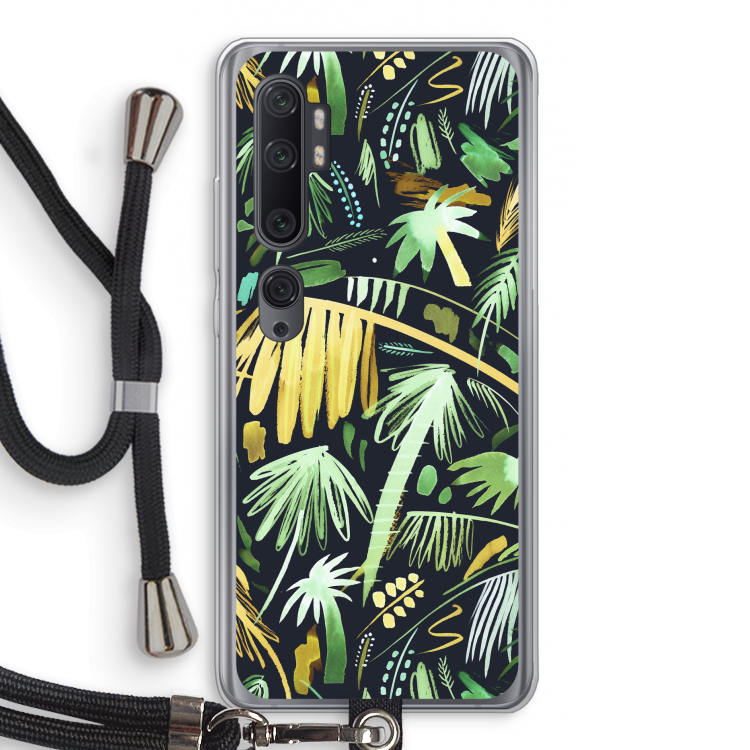 Tropical Palms Dark: Xiaomi Mi Note 10 Pro Transparant Hoesje met koord