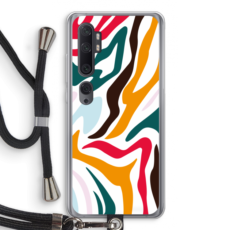 Colored Zebra: Xiaomi Mi Note 10 Pro Transparant Hoesje met koord