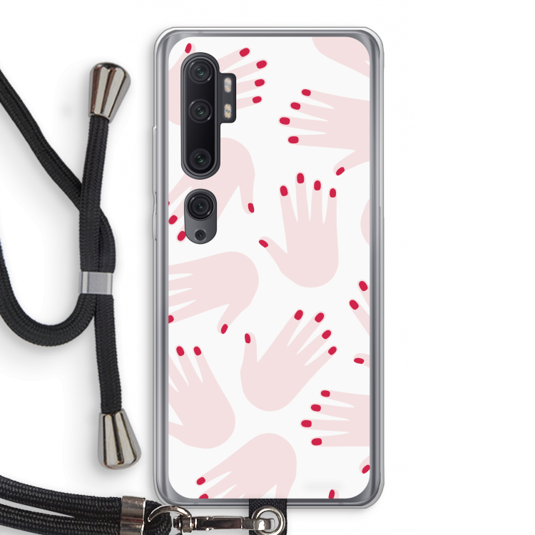 Hands pink: Xiaomi Mi Note 10 Pro Transparant Hoesje met koord