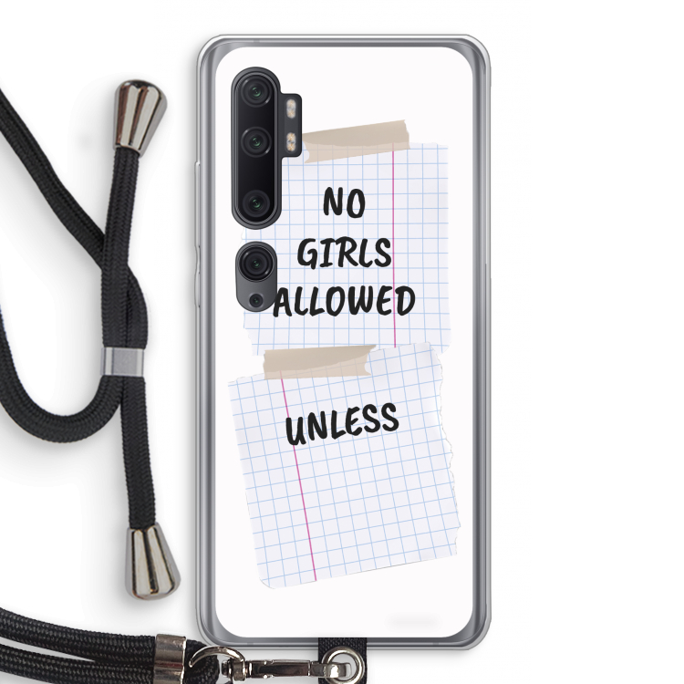 No Girls Allowed Unless: Xiaomi Mi Note 10 Pro Transparant Hoesje met koord
