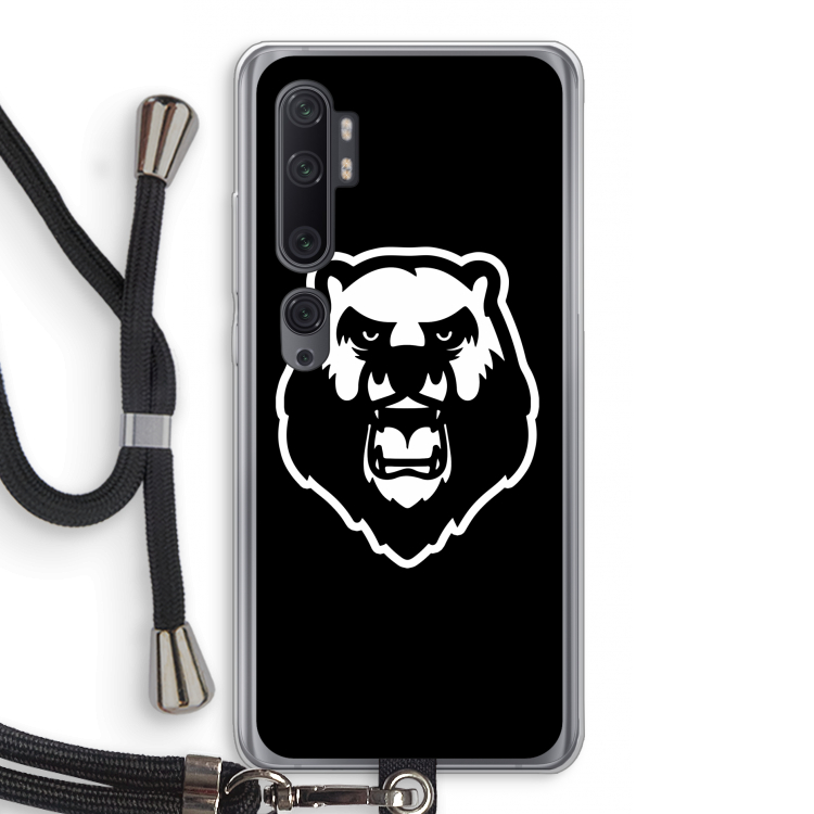 Angry Bear (black): Xiaomi Mi Note 10 Pro Transparant Hoesje met koord