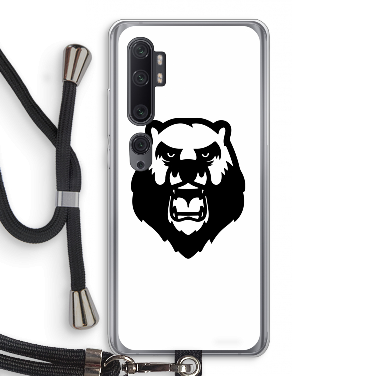 Angry Bear (white): Xiaomi Mi Note 10 Pro Transparant Hoesje met koord