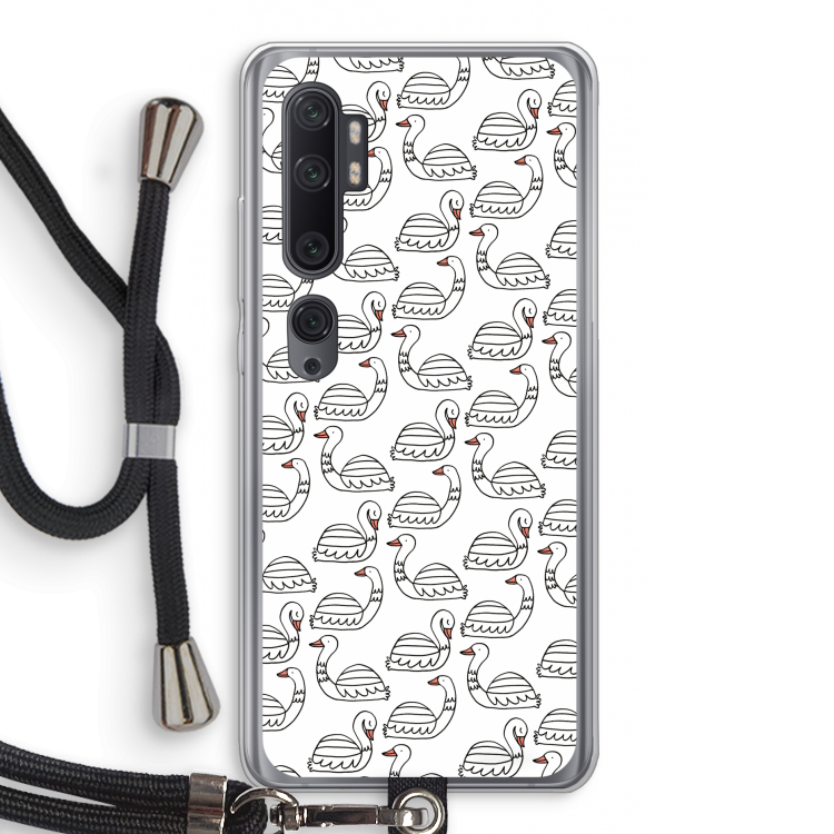 Zwanen: Xiaomi Mi Note 10 Pro Transparant Hoesje met koord