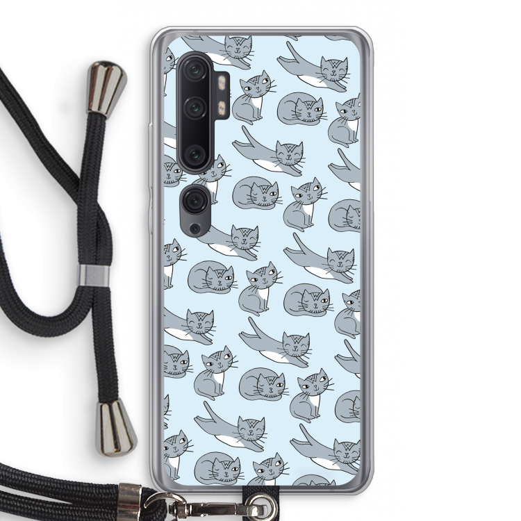 Poezen: Xiaomi Mi Note 10 Pro Transparant Hoesje met koord