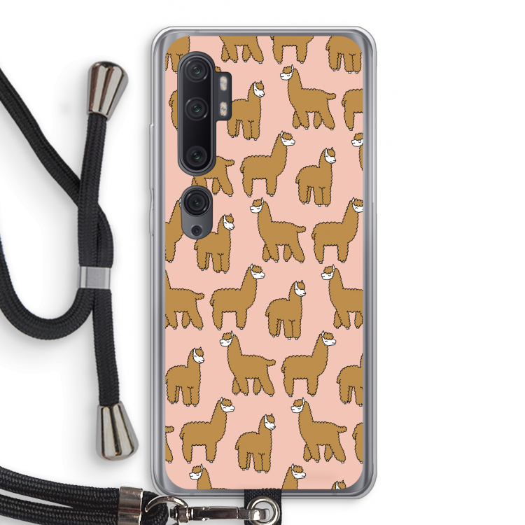 Alpacas: Xiaomi Mi Note 10 Pro Transparant Hoesje met koord