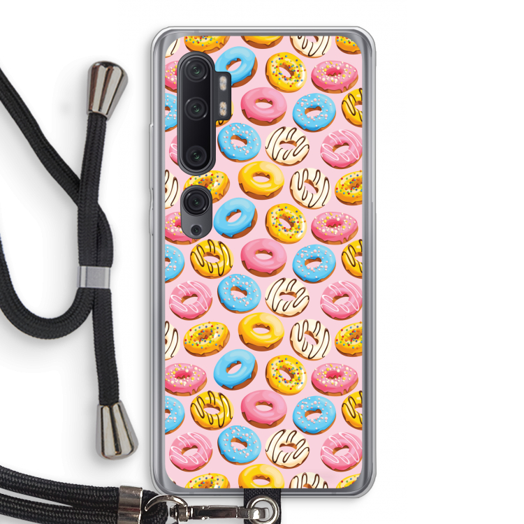 Pink donuts: Xiaomi Mi Note 10 Pro Transparant Hoesje met koord