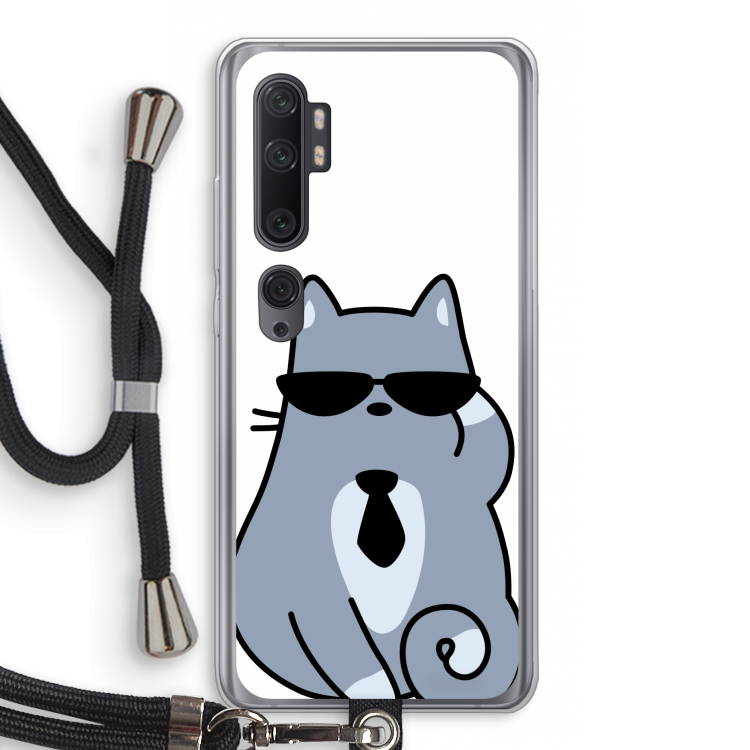 Cool cat: Xiaomi Mi Note 10 Pro Transparant Hoesje met koord