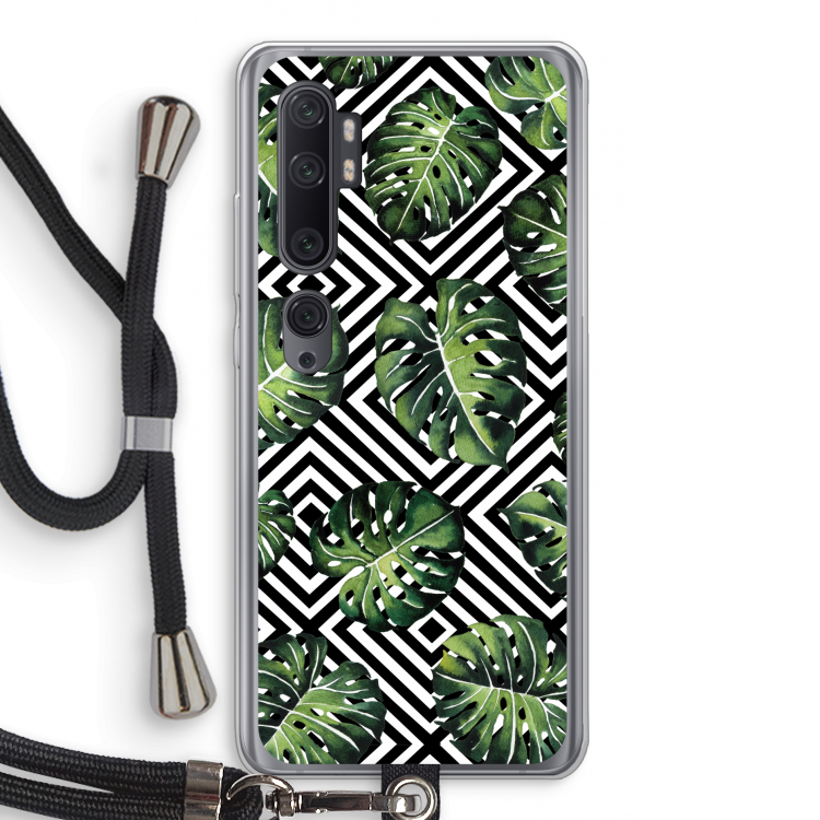 Geometrische jungle: Xiaomi Mi Note 10 Pro Transparant Hoesje met koord
