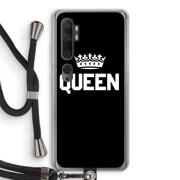 Queen zwart: Xiaomi Mi Note 10 Pro Transparant Hoesje met koord