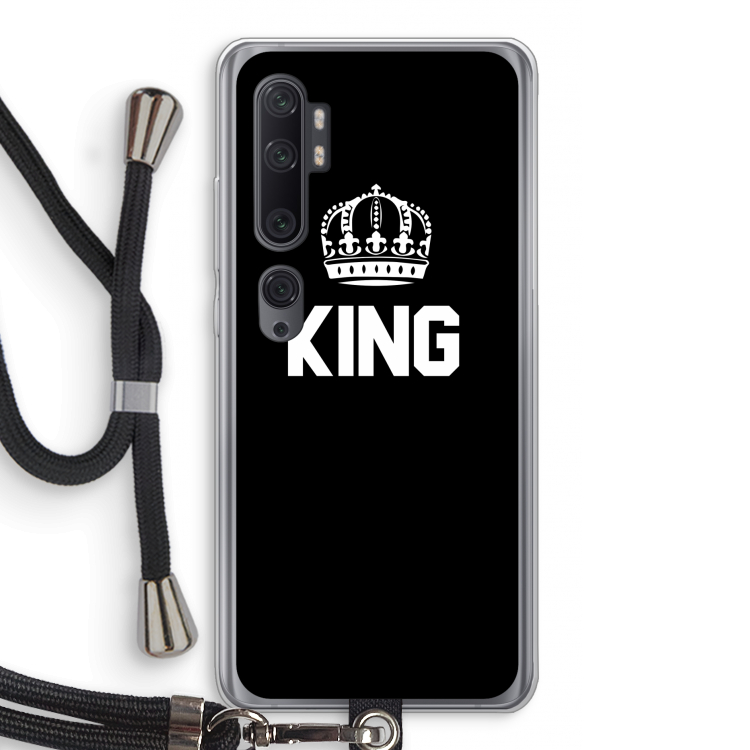 King zwart: Xiaomi Mi Note 10 Pro Transparant Hoesje met koord