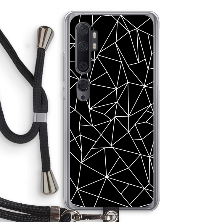Geometrische lijnen wit: Xiaomi Mi Note 10 Pro Transparant Hoesje met koord
