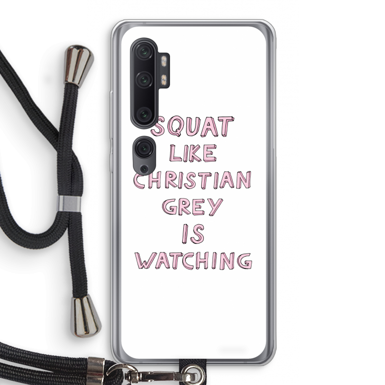 Christian Grey: Xiaomi Mi Note 10 Pro Transparant Hoesje met koord