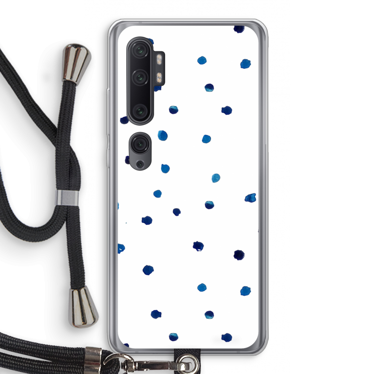 Blauwe stippen: Xiaomi Mi Note 10 Pro Transparant Hoesje met koord