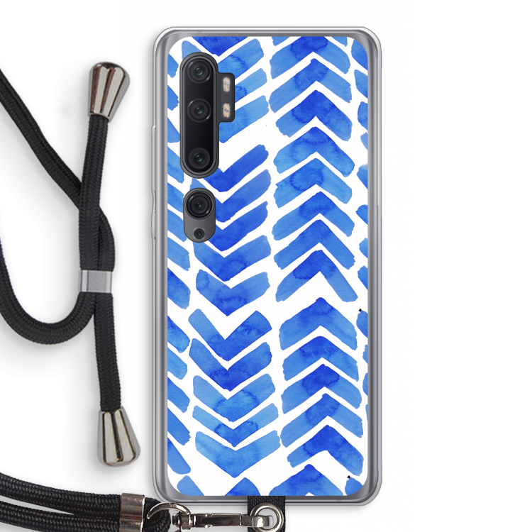 Blauwe pijlen: Xiaomi Mi Note 10 Pro Transparant Hoesje met koord